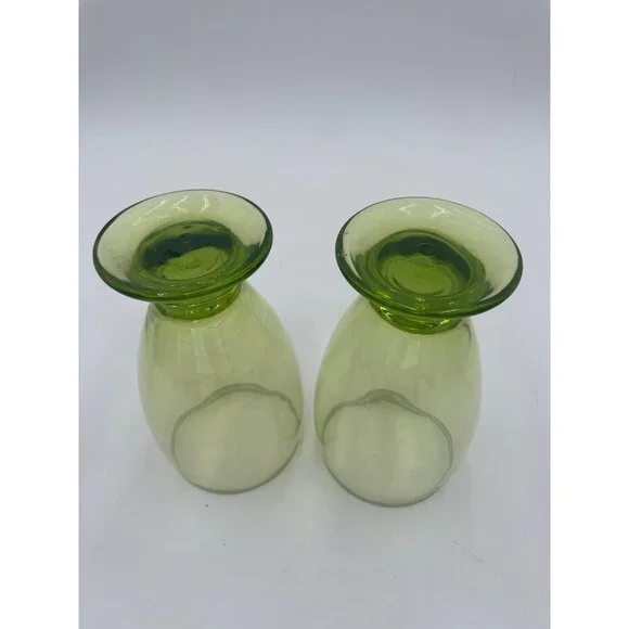 2 Vintage Mid Century Modern Olive Green Drink Wine Goblets 12 ounces - Picture 4 of 4